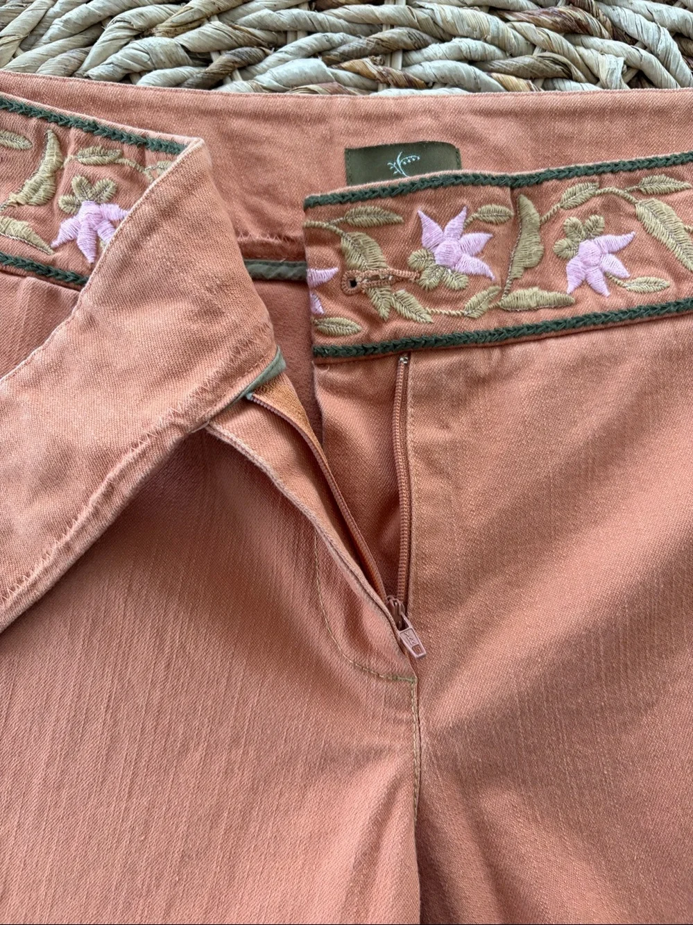 Anthropologie Fei Embroidered Tie Waist Pant